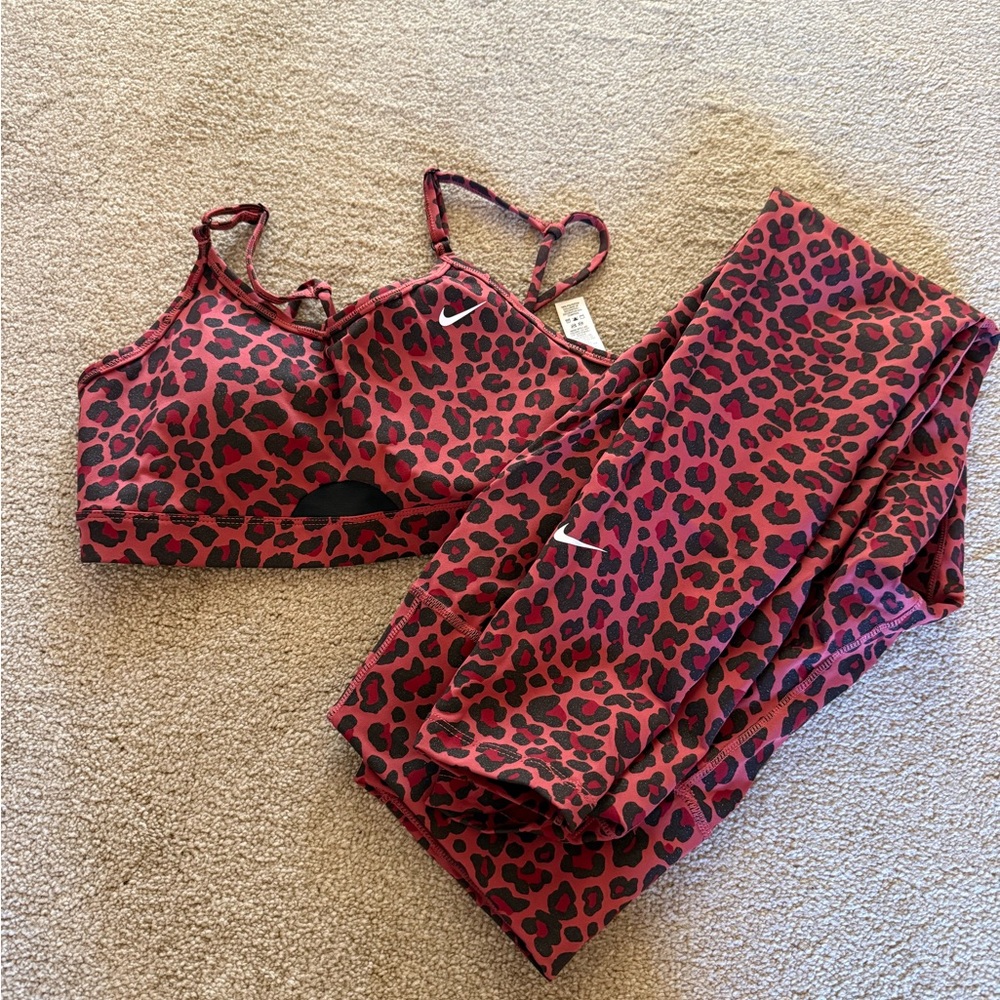 Nike Red Leopard Print Sports Bra
